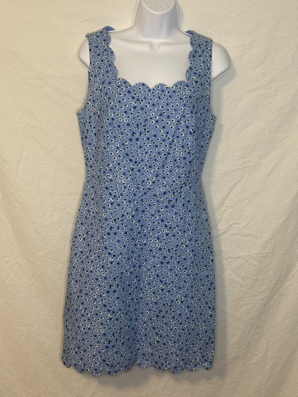J Crew Factory Mini Dress, 100% Cotton Blue Feminine Floral Print, Size 6